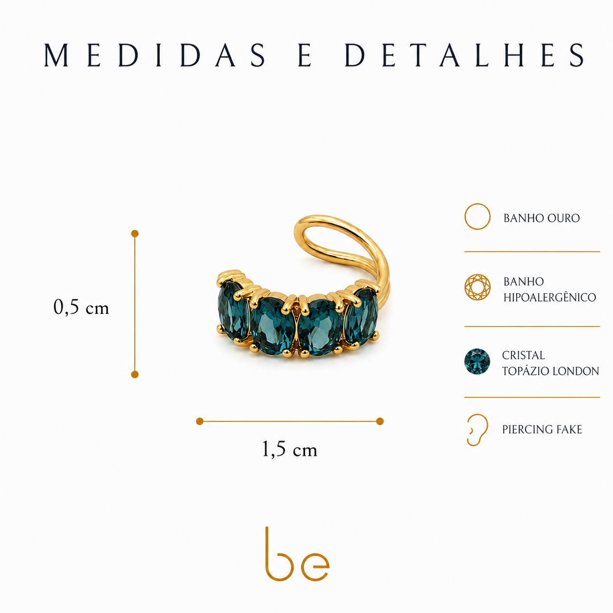 PIERCING PEDRAS OVAIS TOPAZIO