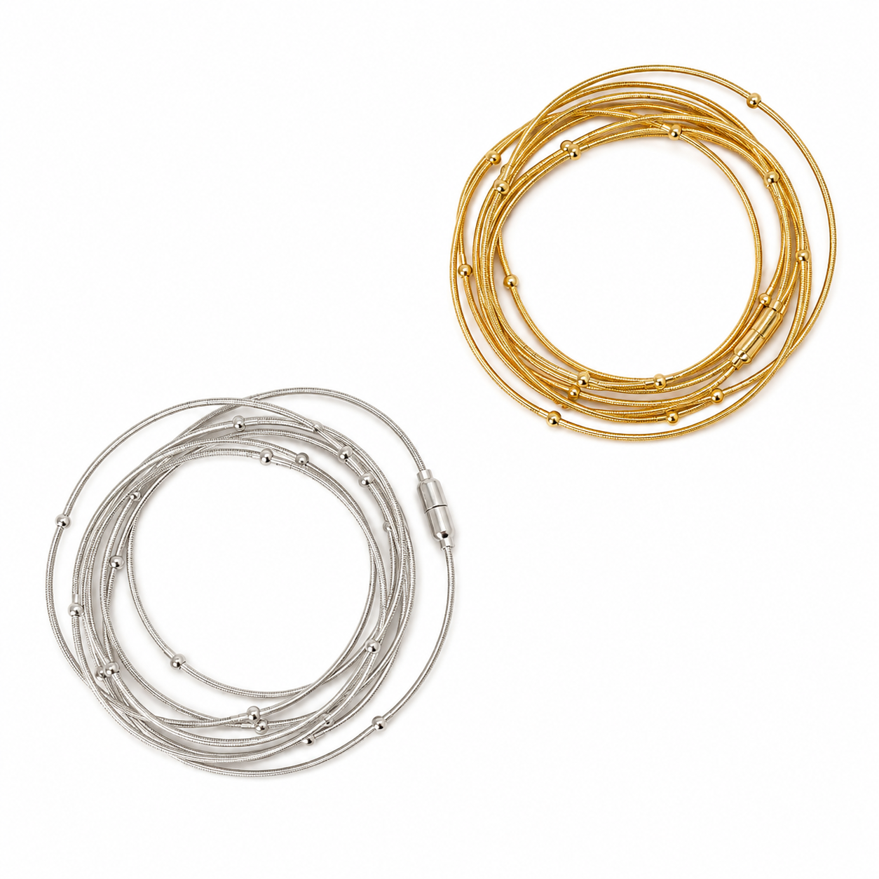 Pulseira Bolinhas Várias Voltas Fecho Imã