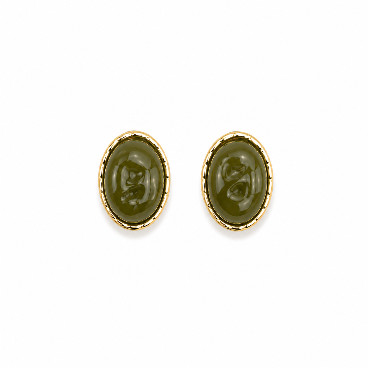 BRINCO OVAL OLIVA BANHO OURO UNICO