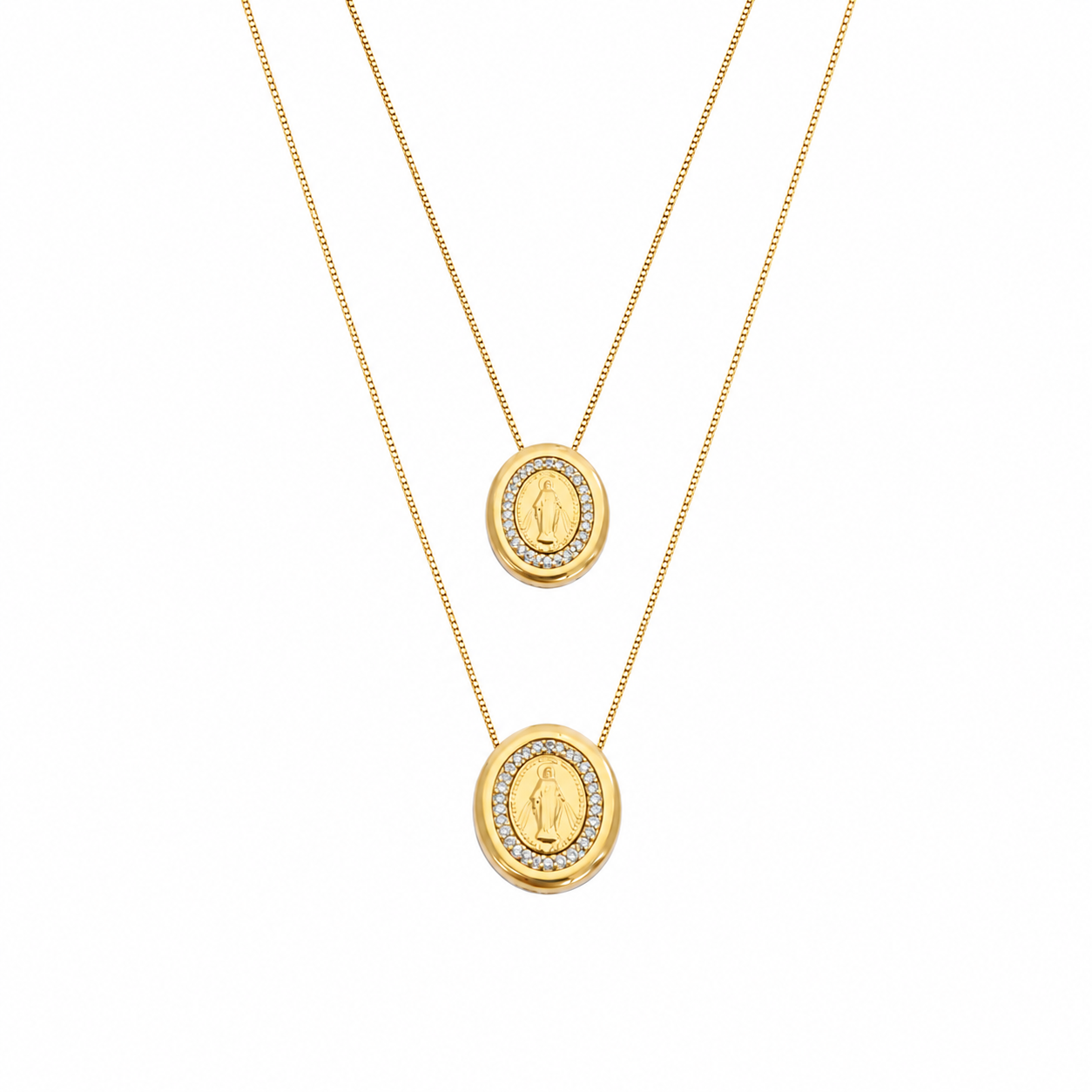 Colar Medalha Milagrosa Oval Cravejada