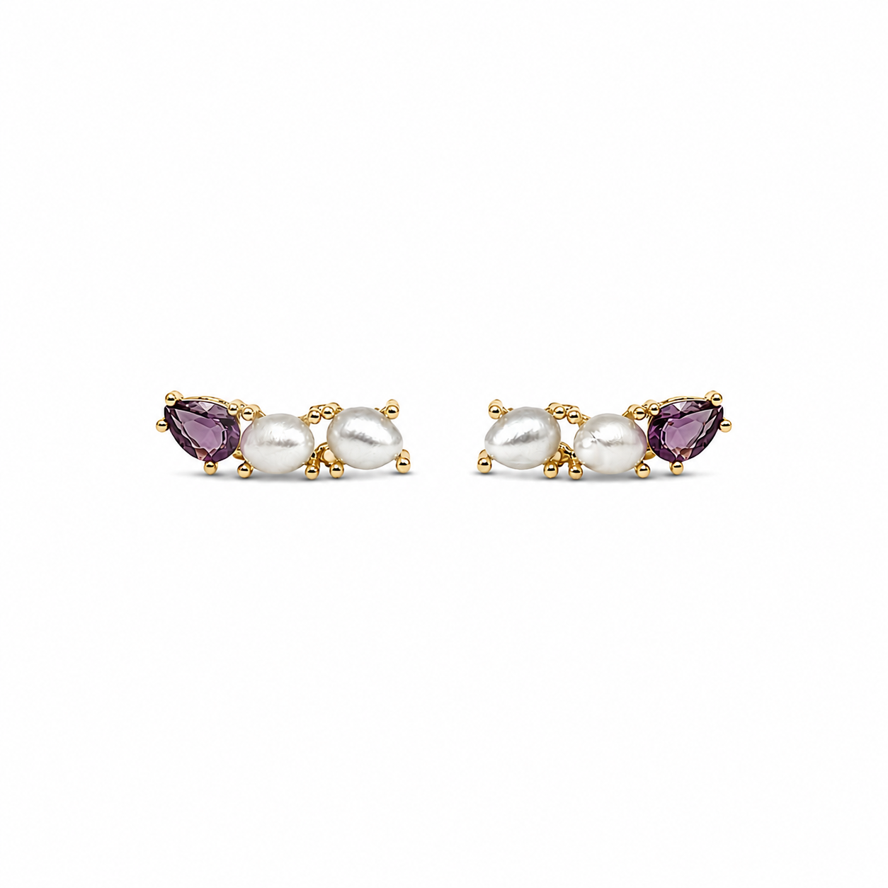 Earcuff Ametista Pérolas