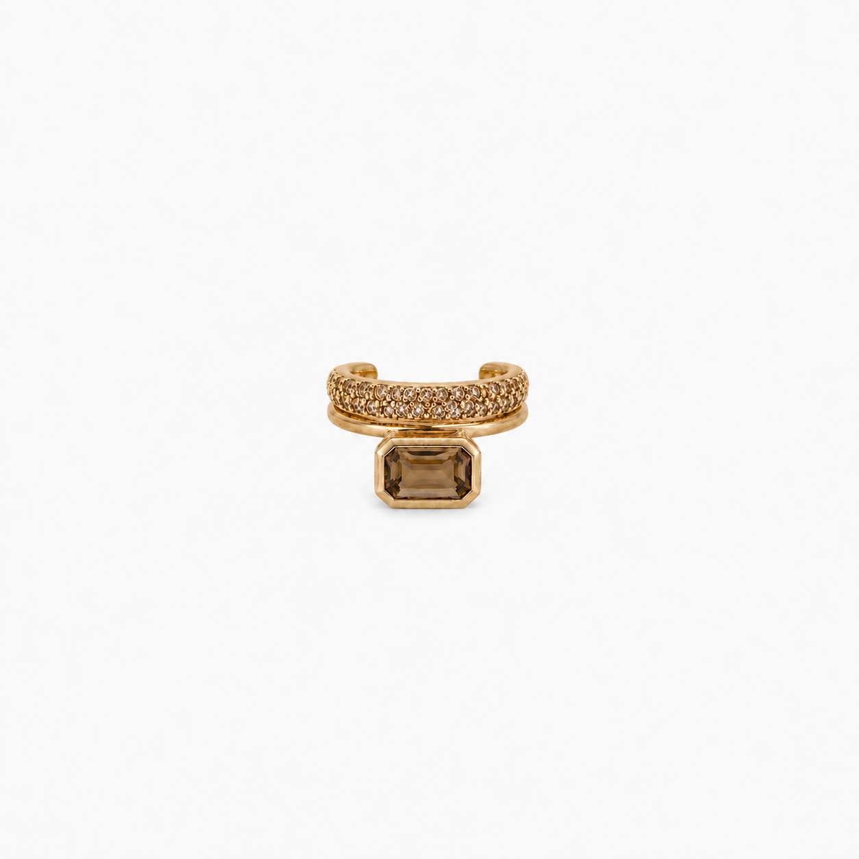 PIERCING CRAVEJADO CITRINO CONHAQUE SANTE BANHO OURO