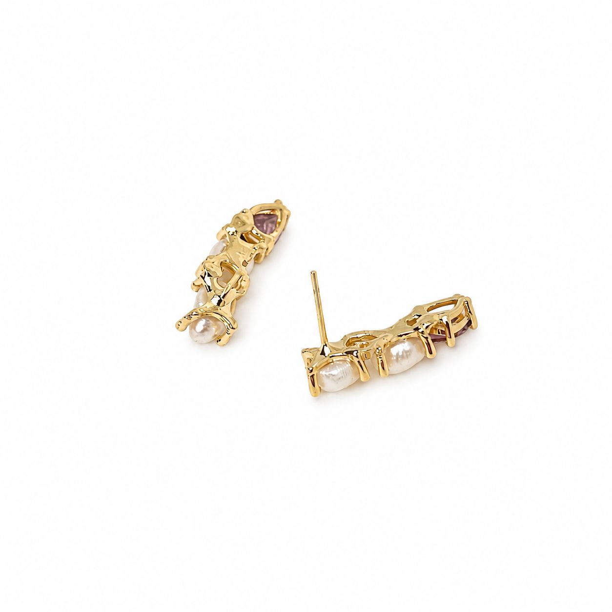 Earcuff Ametista Pérolas
