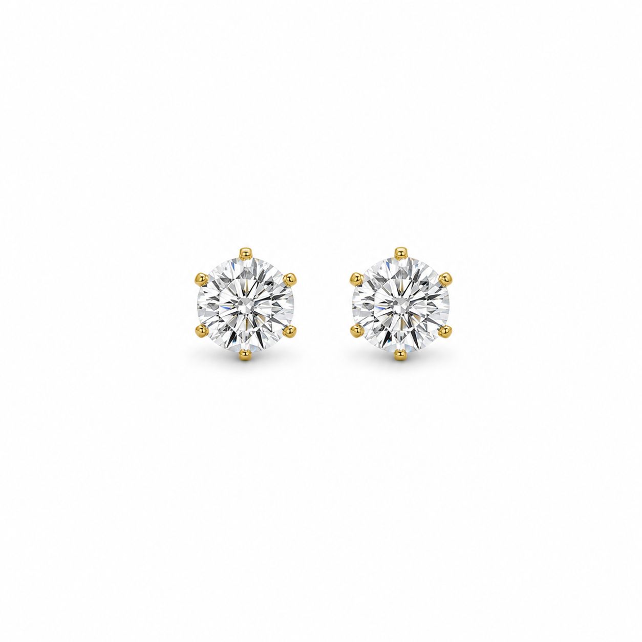 Brinco Solitário 8mm Moissanite Prata 925 Banho Ouro