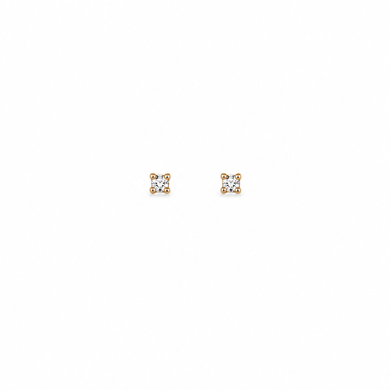Brinco Solitário 2mm Moissanite Prata 925 Banho Ouro