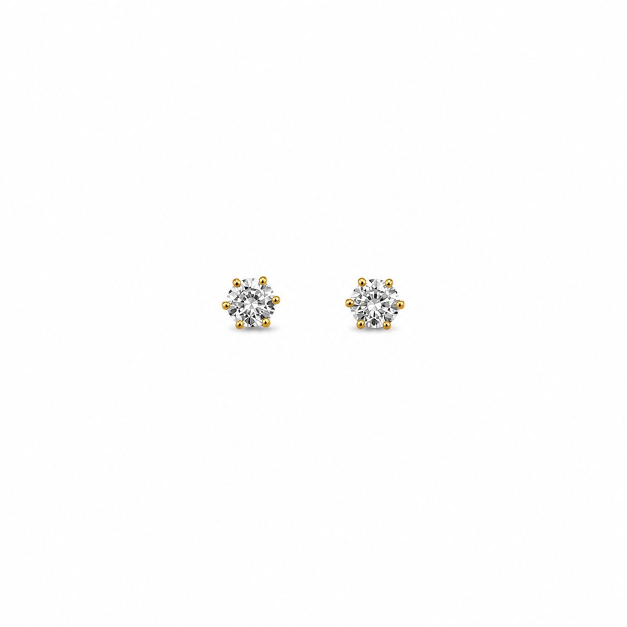 Brinco Solitário 5mm Moissanite Prata 925 Banho Ouro
